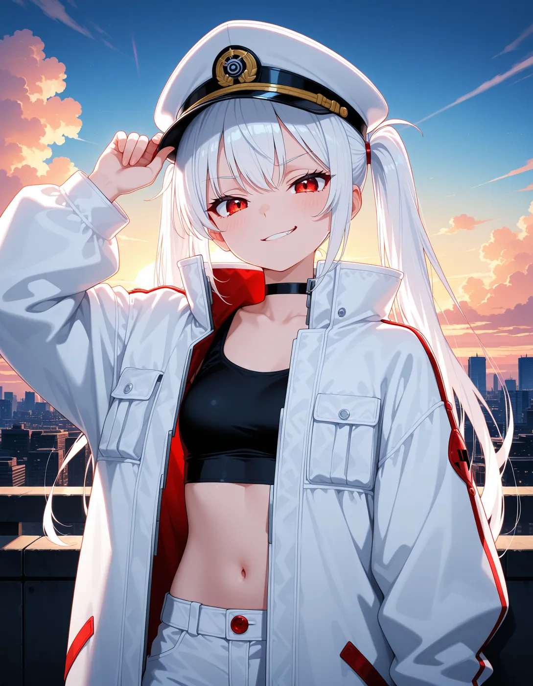 帽子に手をかけて笑う陽菜